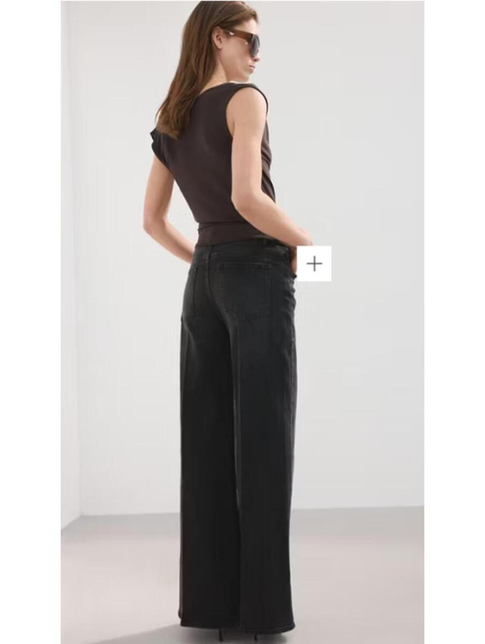 MNG Jeans Collection Wide Leg High Waist Black Denim Jeans Size 4 NWT